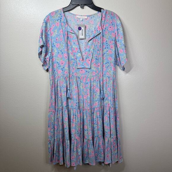 Olivaceous Dresses & Skirts - NEW OLIVACEOUS Short Sleeve Floral Printed Ruffle Boho Dress Women’s Medium